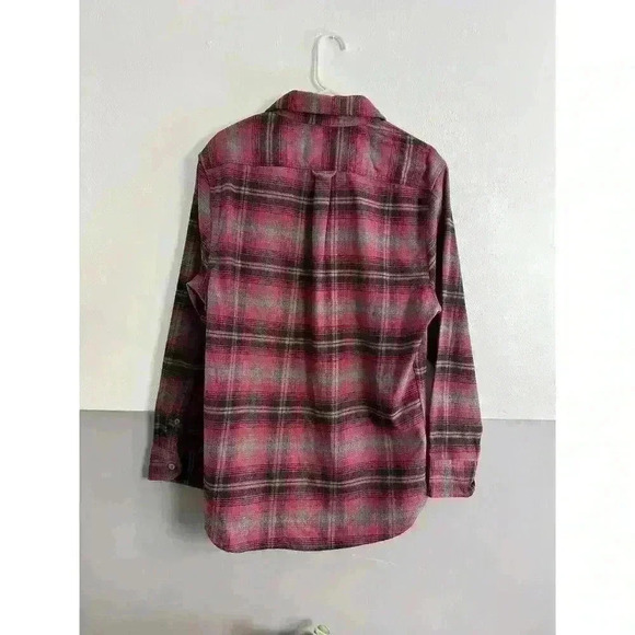 JACHS Flannel Shirt Mens M Red Black Plaid Long Sleeve Button Heritage Midweight - Picture 11 of 12